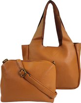 Mandoline - trendy handtas / bag in bag / uitneembare binnentas - met verstelbare en afneembare schouderriem - camel