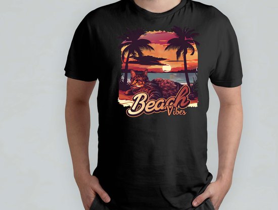 Beach Vibes - T Shirt - Cats - Gift - Cadeau - CatLovers - Meow - KittyLove - Katten - Kattenliefhebbers - Katjesliefde - Prrrfect