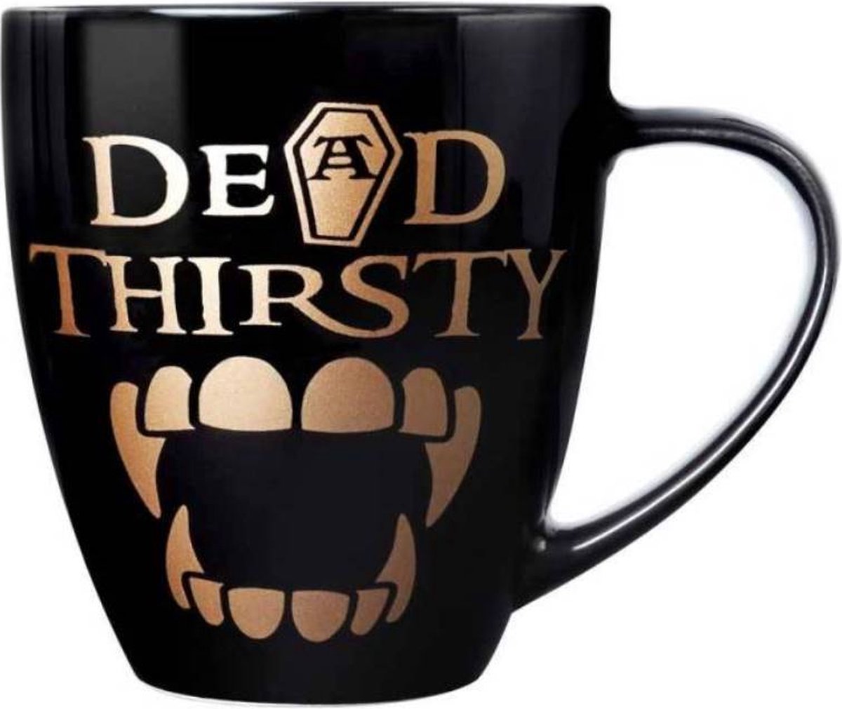 Dead Thirsty mok/beker zwart - Alchemy Gothic - keramiek - magnetron en vatwasser bestendigd - inhoud ca. 400ml