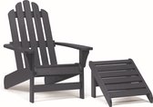 Keter Ozark Adirondack Premium Chaise de Jardin + Repose-pieds - 88,9x71,76x93,35cm - Plastique HDPE recyclé de haute qualité - Grijs