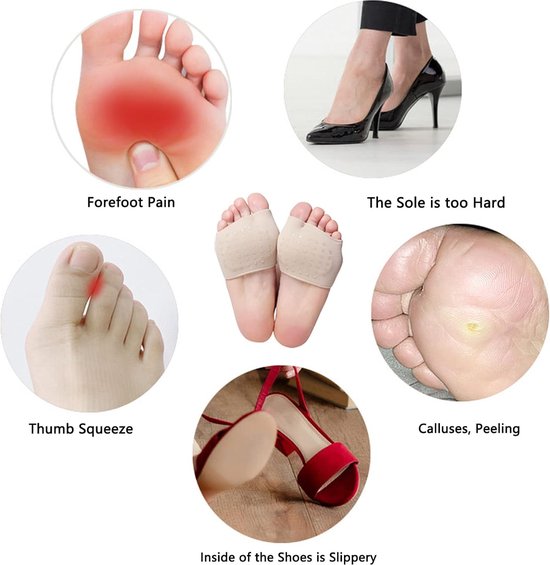( S-code )voetbeschermers - 2 paar plantarispads - voorvoetkussentjes - hallux valgus - halve sok om metatarsalgie te verlichten - absorbeert schokken - verminderd druk en wrijving van Merkloos — afbeelding 2