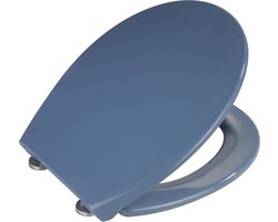 WENKO WC bril Samos - antibacterieel donkerblauw Duroplast - Easy-Close softclose sluiting - Fix-Clip bevestiging afklikbaar in RVS - Toiletbril - Toiletzitting - Donkerblauw