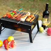 Barbecue Charbon de bois - BBQ Pliable - Compact - Grill Pliable Avec Grille - Camping - Table - Plage - Été - Pique-nique - Rectangulaire - Inox - Zwart - 35x27x20 cm