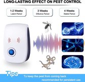Ultrasone ongediertebestrijder voor binnenshuis tegen kakkerlakken, muizen, vliegen, muggen en spinnen | onschadelijk voor huisdieren (4 stuks)