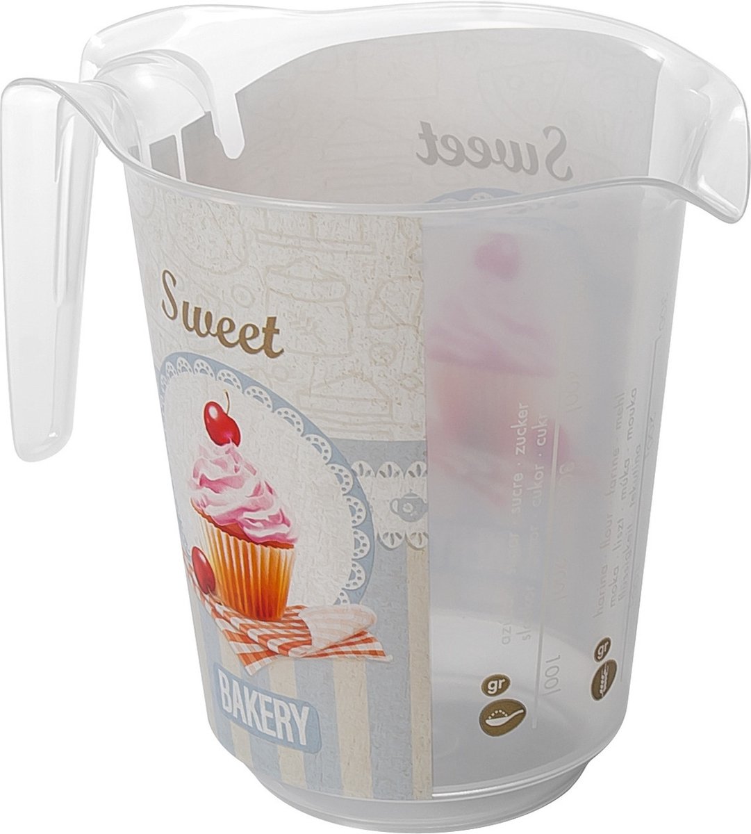 Hega Hogar Keuken/Bakery maatbeker/mengbeker - kunststof - blauw - 1000 ml - schenktuit - hengsel