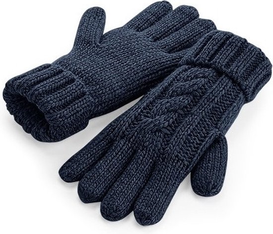 Gebreide melange handschoenen in het navy blauw voor volwassenen S/M