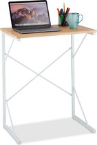 Relaxdays bureau hoog - klein computerbureau - laptoptafel - wit laptopbureau - woonkamer