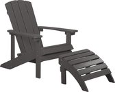Beliani ADIRONDACK - Chaise de jardin avec repose-pieds - gris - bois artificiel