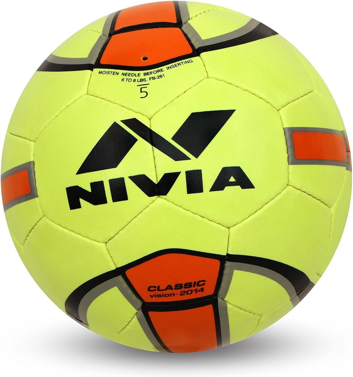 Nivia Klassieke Voetbal Maat 5 – Gestikte Trainingsvoetbal met 32 Panelen – Duurzame Football voor Training & Recreatief Spel – Geschikt voor Heren & Dames – Indoor & Outdoor – Geel/Oranje