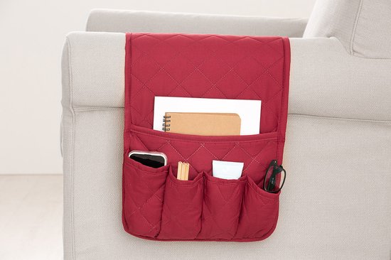 Foto: Belmarti bank organizer 89x33cm rood luxe handig en duurzaam 5 vakken polyester