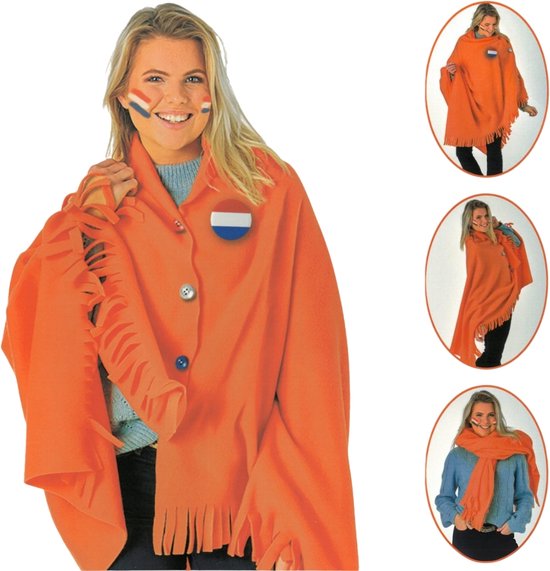 Oranje Poncho Fleece - Voetbal EK & WK - Koningsdag - One size