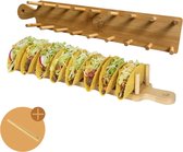 Arboledia Taco Houder - Bamboe Tacohouder - Tapasplank - Tapas Serveerblad - Geschikt voor 8 Taco's - Bamboe Serveerplank - Inclusief Tang