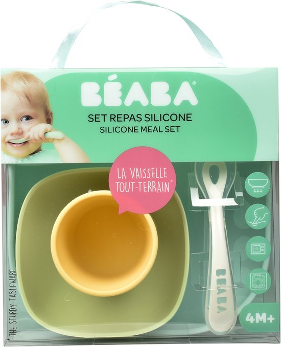 Béaba - Silicone maaltijdset - Kinderservies - 4-delig - Groen/geel van Beaba — afbeelding 5