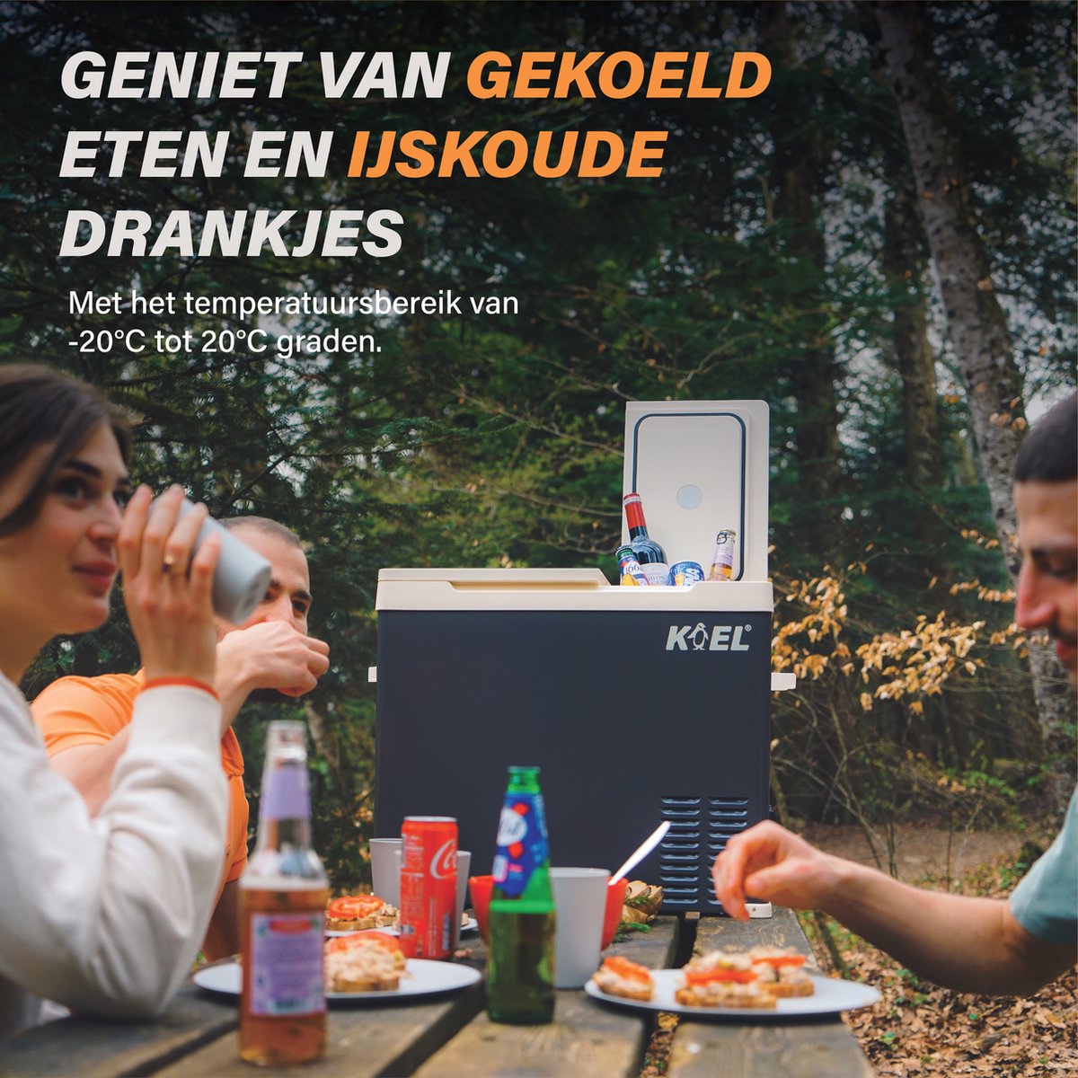 KOEL Crate Dual 38L - Elektrische Compressor Koelbox met App-bediening - 12V Auto Accu en 220V/230 Volt - Dual Zone Frigobox voor Camping - Koelkast & Vriezer tot -20°C – foto 3