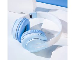 WizBay Premium Select® Headset met Microfoon HIFI Stereo - Headset Draadloos - HD Bluetooth Phone Call - Ingebouwde Microfoon - Superior 40mm Coil Sound -SD Card - Verstelbare Hoofdband - Soft Zuurstof doorlatend Ear Pads - Kleur Lichtblauw Wit