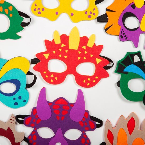 Fissaly 24 Masques de Fête Dinosaure – Fête des Dinosaures – Décoration de Fête pour Enfants – Costume & Accessoires