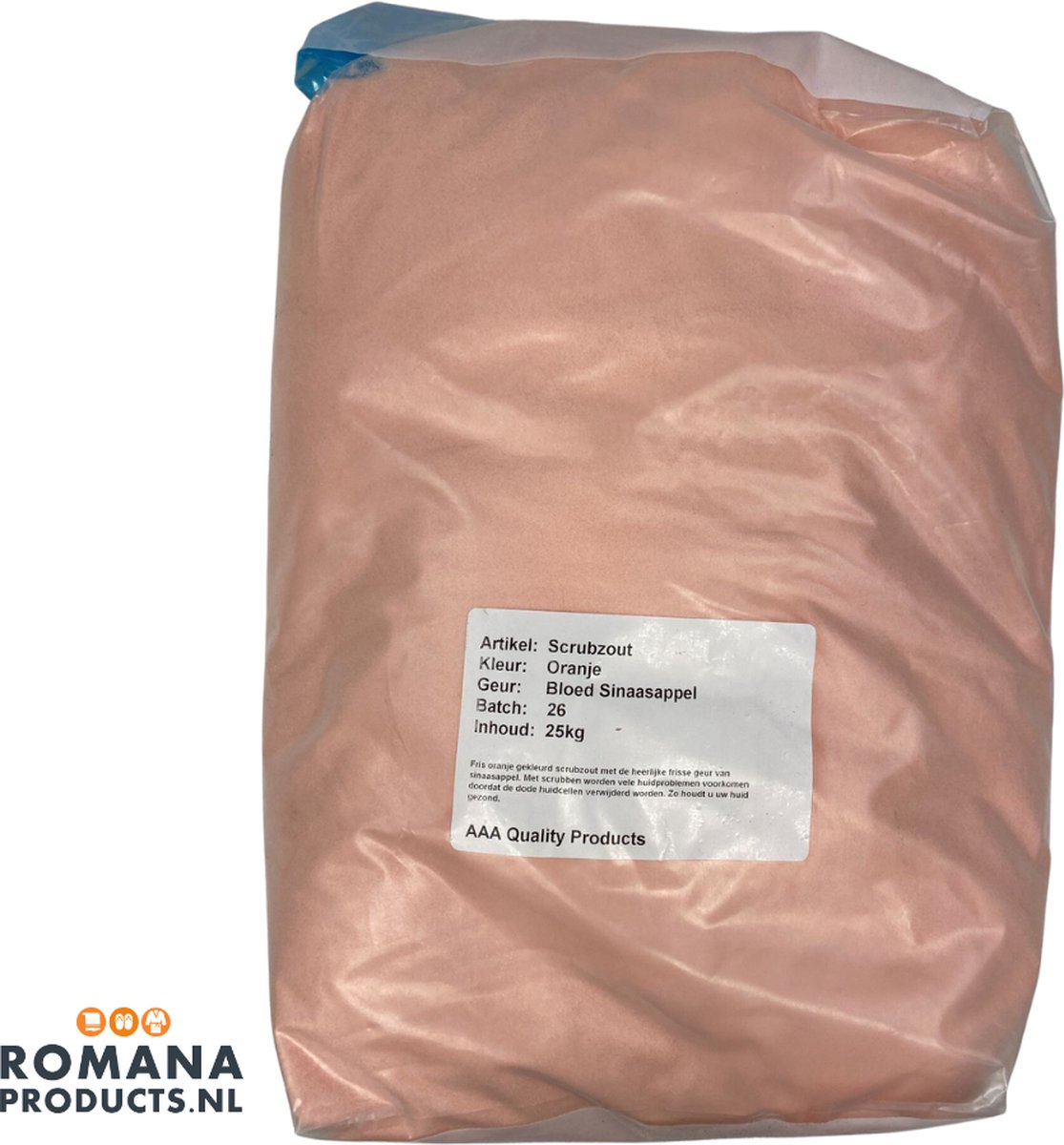 Goedkoopste Romana Products Scrubzout 25kg - Verzorgende Bodyscrub voor Wellness - Bloedsinaasappel - Oranje
