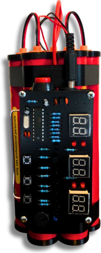 Red Fuse Innovations - TNT Alarm Klok L - Rood - Digitale Wekker - Slaapkamer - Man Cave - Klok - Energiezuinig