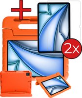 Kinderhoes Geschikt voor iPad Air 2024 (11 inch) Hoes Kinder Hoesje Kids Case Cover Kidsproof Met 2x Screenprotector - Hoesje Geschikt voor iPad Air 6 (11 inch) Hoesje Kinder Hoes - Oranje