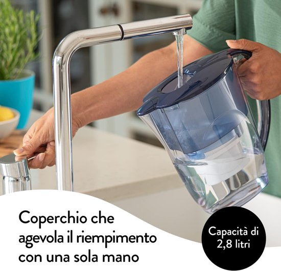 Pachet Cana filtranta de apa Aqua Optima Liscia, 6 filtre Evolve, alb