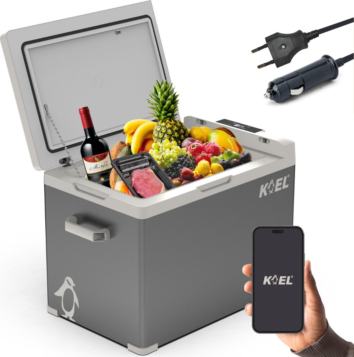 Bol.com Koel Crate 40L - Compressor Koelbox Elektrisch 12V en 220V/230 Volt - Camping Koelkast voor Auto - Coolbox tot -20°C aanbieding