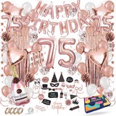 Fissaly 75 Jaar Rose Goud Verjaardag Decoratie Versiering - Helium, Latex & Papieren Confetti Ballonnen