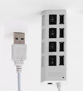 4 Poort Wit Multi USB 2.0 Hub Splitter Verdeler Switch - Voor Laptop / Apple Mac / Macbook & Windows -