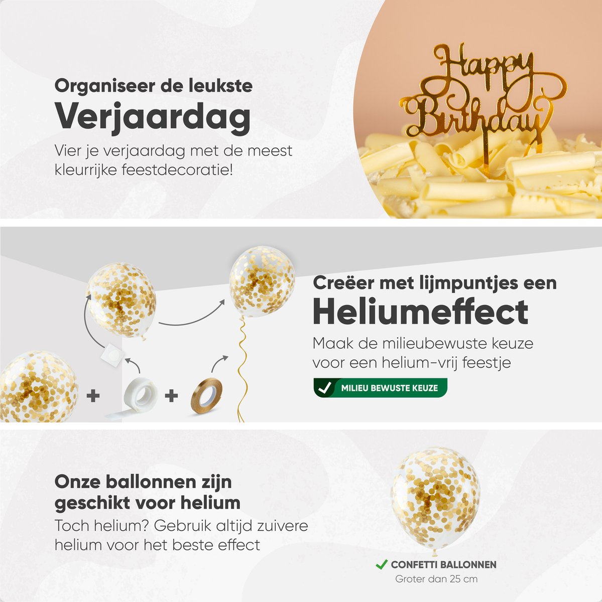 Fissaly Verjaardag Jute Slinger met Papieren Gouden Confetti Ballonnen – Decoratie – Happy Birthday - Letterslinger — afbeelding 6