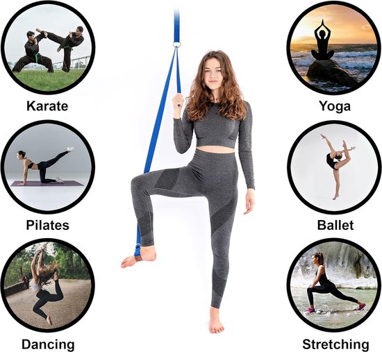 Nogeqi Yoga Stretching Band Mit 8 Schleifen - Dehnungsband Für Yoga & Pilates