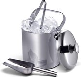 Keukenijsemmer voor koude dranken geïsoleerde emmer met deksel drankkoeler zilveren roestvrijstalen metalen emmer luxe wijnkoeler geweldig voor feesten. ice bucket