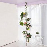7-laags spanningspaal plantenstandaard indoor decoratieve metalen bloempot houder display rek vloer tot plafond verstelbare hangende hoekplank ruimtebesparend - ivoor