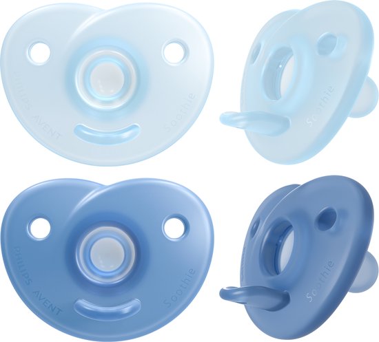 Philips Avent Soothie Fopspeen - 0 tot 6 Maanden - 2 Speentjes - Blauw/Donkerblauw - SCF099/21