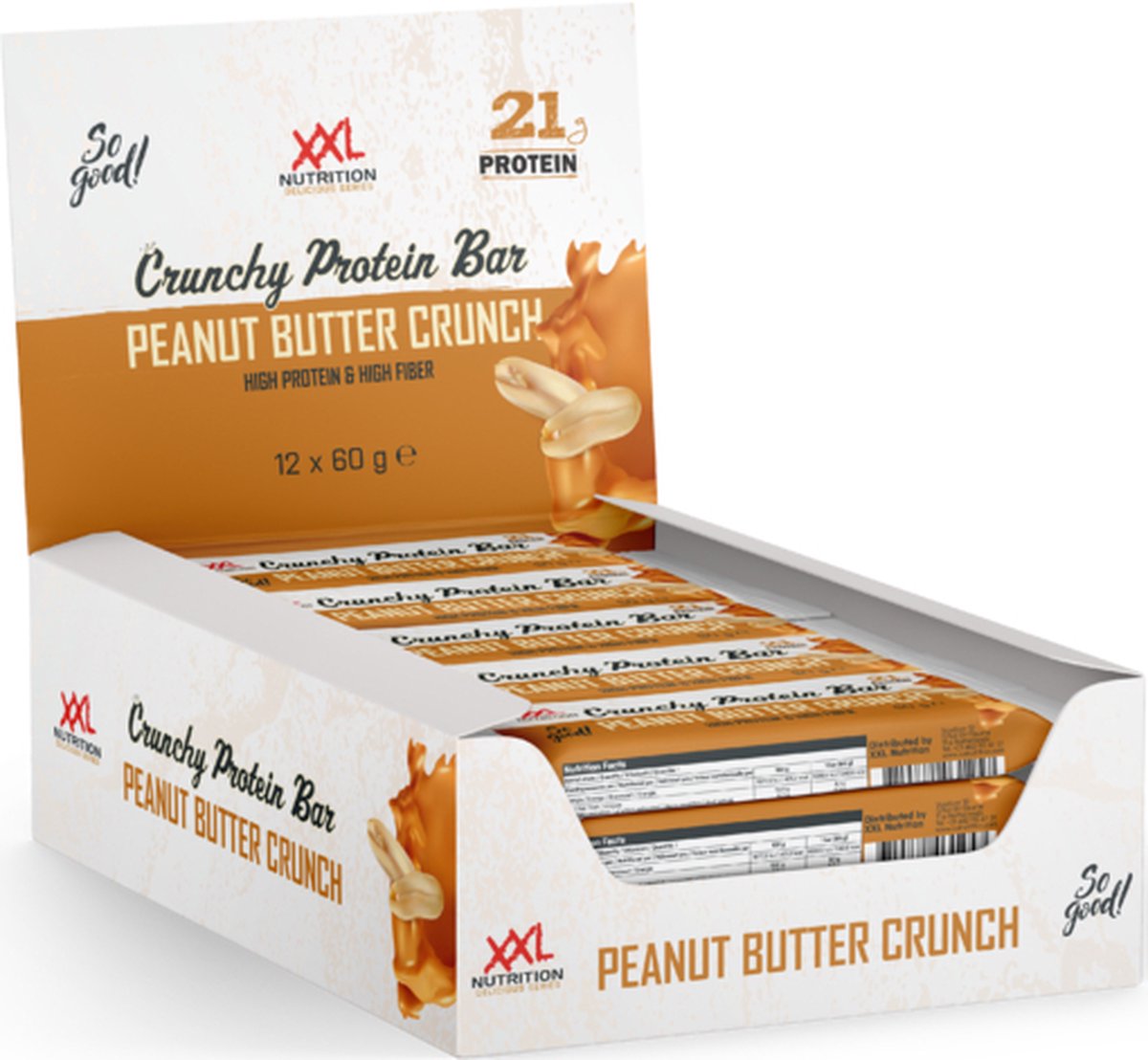 Goedkoopste XXL Nutrition - Crunchy Protein Bar - 21 gram Eiwit - Eiwitreep, Proteine Repen, Fitness Snack - Diverse Smaken - 12 Pack - Peanut Butter Crunch
