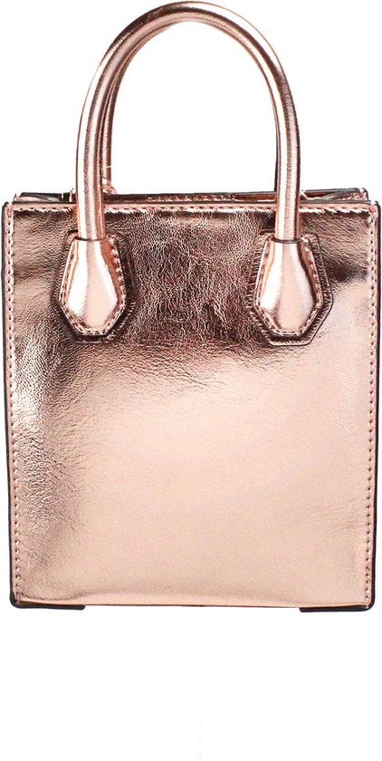 Metallic Lederen Noord-Zuid Shopper Crossbody Tas Met Kaartsleuven