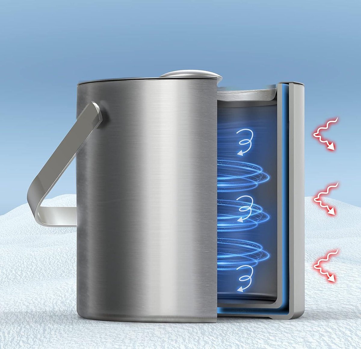 Beyond Ijsblokjeshouder met Deksel & Tang van Roestvrij Staal BPA-vrij – Dubbelwandige Ijsblokjeskoeler 1,3 liter Ijsblokjes, Ijsemmer, Ijskoeler, Ijsblokjesemmer, Ice Cube Bucket – Zilver