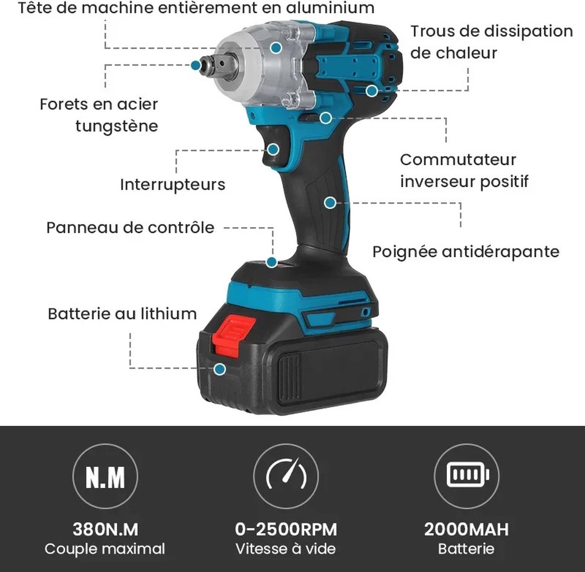 18V Draadloze Elektrische Schroevendraaier, 3 Modi 3600 RPM Elektrische