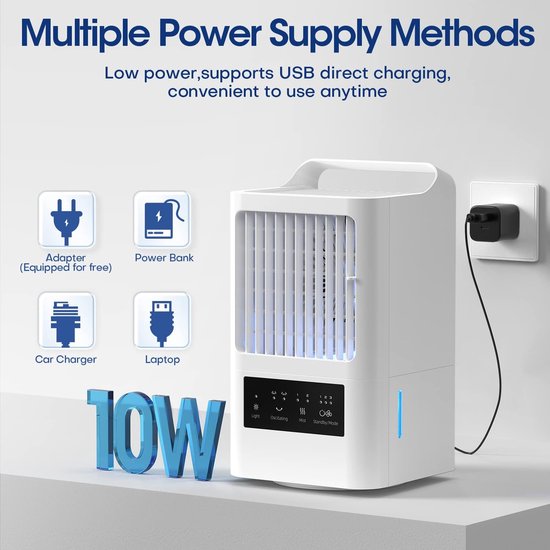 OMISOON Mobiele Airconditioner 800ml, 4-in-1 Draagbare