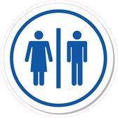 20 cm ø Dames en Heren Toilet ronde sticker | Pictogram | Vinyl | Blauw