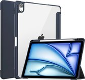 Hoozey - Tablet hoes geschikt voor iPad Air (2024) - Acrylic Trifold case met Pencil houder - 11 inch - Donkerblauw