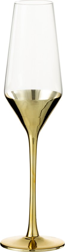 J-Line champagneglas - glas - goud - 4 stuks - woonaccessoires