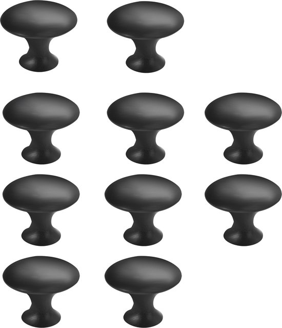 Kastknoppen Set - 10 Stuks - Ø 27 MM - Deurknoppen voor Kasten - Meubelknop - Handgreep - Zwart