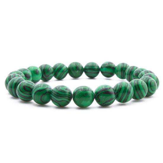 Bixorp Gems Bracelet en Pierre Naturelle d'Imitation Malachite Verte - Bracelets de perles de Pierres Précieuses Naturelles - 18cm