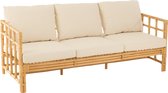 J-Line sofa Elise + kussen 3 Personen - rotan/textiel - naturel/wit