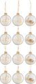 J-Line Doos Van 12 Kerstballen 4+4+4 Gedroogde Takjes Beige Glas Transparant