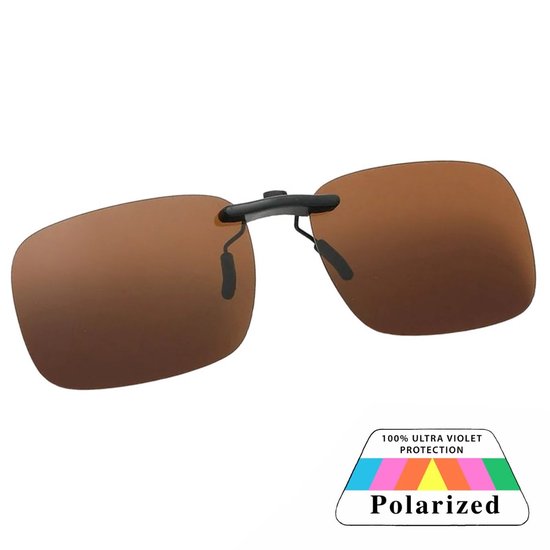 Fako Sunglasses® - Lunettes de soleil convertibles à clipser - Fitover Clip-on - Polarisées - Polarisées - Medium - 135x40 mm - Marron