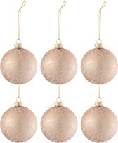 J-Line Doos Van 6 Kerstballen Suiker Glas Mat Licht Roze Small