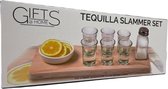Tequila Serving Set -Serveerplank voor Tequila - Tequila Shotjes - shotglaasjes - Zoutvaatje-Citroenschaaltje-9-delig