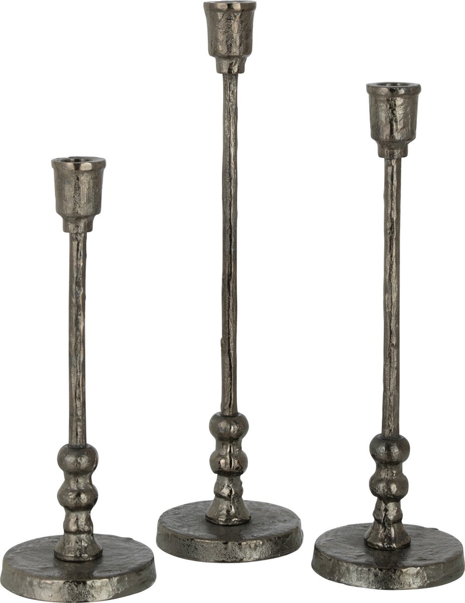 J-Line kandelaar Becca - aluminium - zwart - 3 stuks