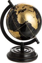 J-Line wereldbol Op Voet - hout - zwart/goud - small