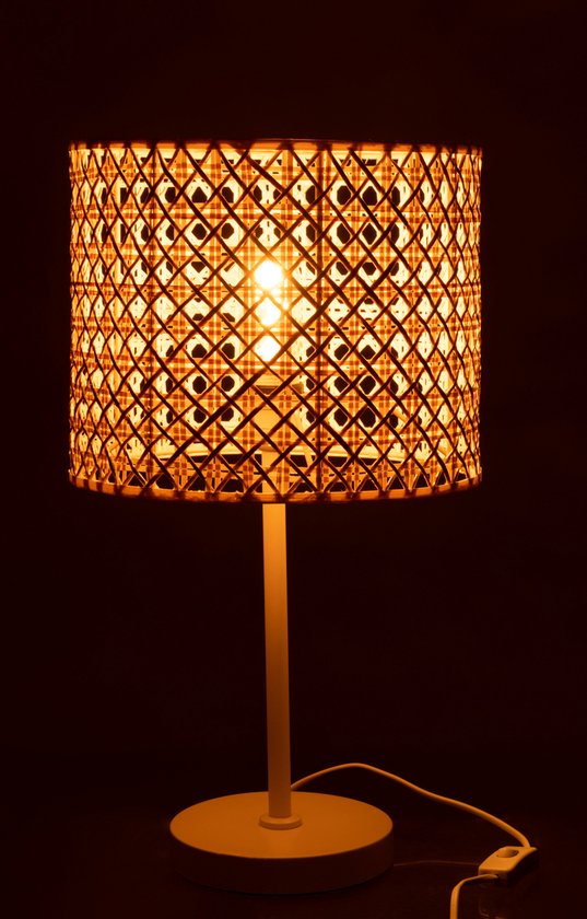 J-Line Roma tafellamp - bamboe/metaal - naturel/wit - woonaccessoires